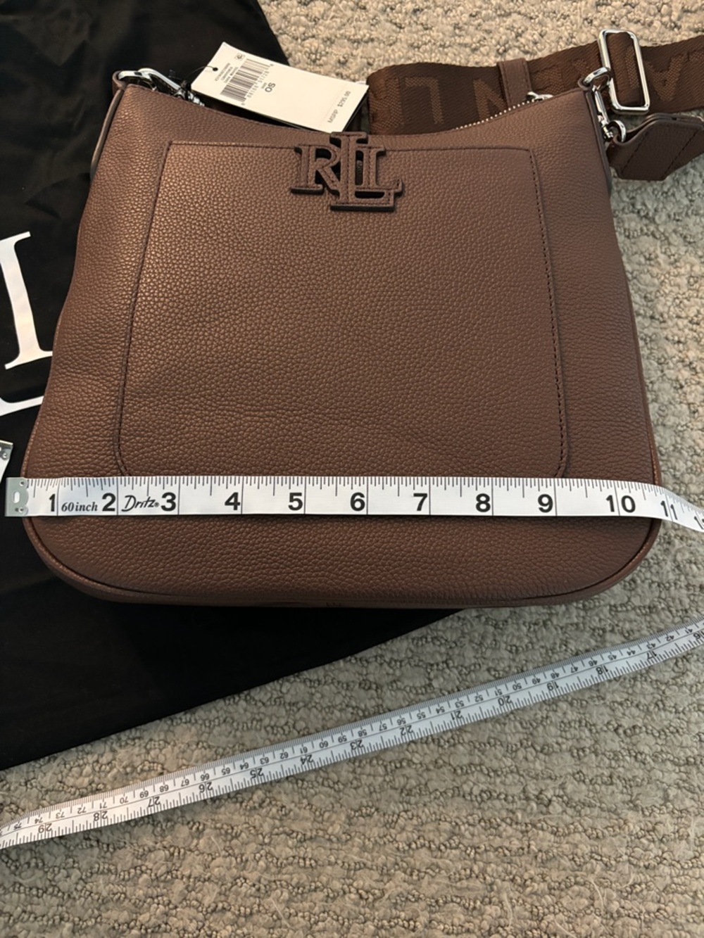 Ralph Lauren Chocolate Brown Pebbled Leather Crossbody Satchel - Picture 2 of 3